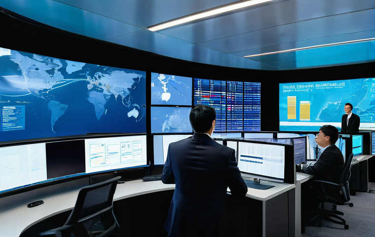 국제무역사 자격증 취득 후기 - **Prompt:** A dynamic, wide-angle shot of a modern, multi-ethnic team of international trade special...