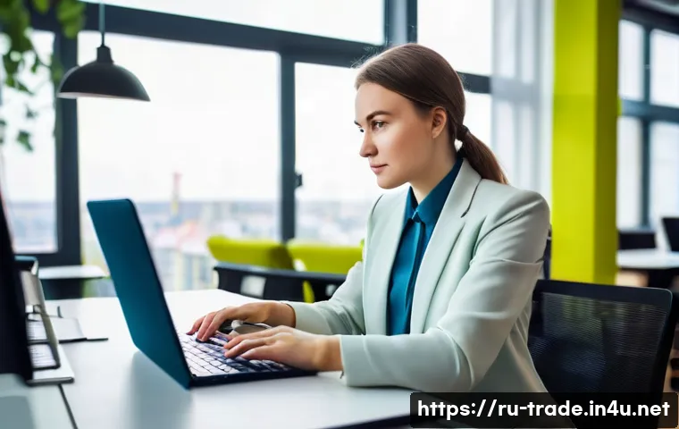 무역업계 스타트업 성공 사례 - **Prompt 1: E-commerce Success in Russia**
    A vibrant, wide-angle shot of a young, confident Russ...